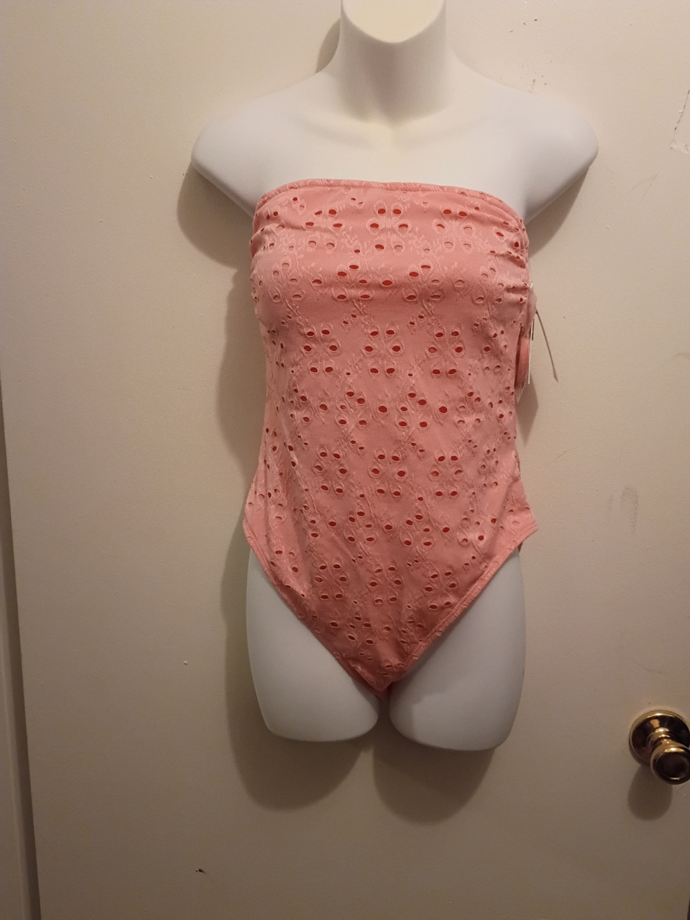Jessica Simpson Pink Eyelet Strapless One-Piece